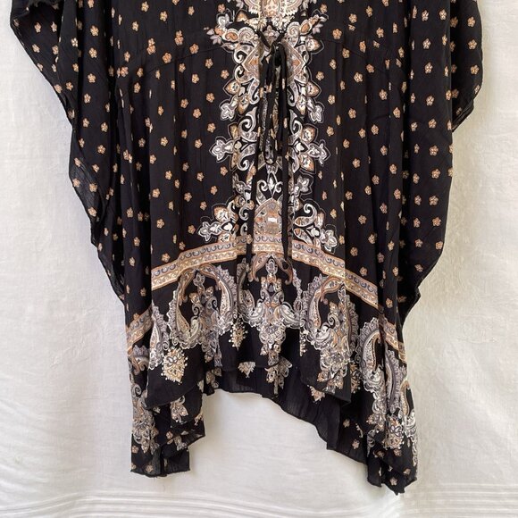 Angie Women Large Blouse Top Shirt Boxy Cover Green Pullover Boho Relax Flowy - Picture 3 of 9